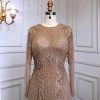 Elegant Luxury Full Sleeve O Neck Long Evening Party Dress - Image 6