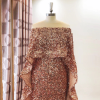 Elegant Luxury Sequined Off-Shoulder Shawl Evening Party Maxi Dress - Image 5