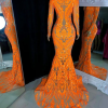 Elegant V-Neck Mermaid Sequin Floor-Length Party Prom Dress - Image 2