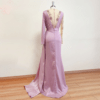 Long Sleeves O Neck Ruffles Mermaid Evening Night Party Dress - Image 3