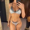 Lycra Shiny Patchwork Halter Brazilian Bikini Set