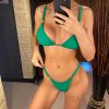 Lycra Solid Push Up Bikini Backless Thong Swimsuit Bikini - Image 3
