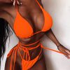 Micro Textured Bandage Halter Neck Brazilian Bathing Suit - Image 5