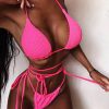 Micro Textured Bandage Halter Neck Brazilian Bathing Suit - Image 6