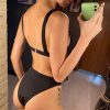 Solid Thong Halter Underwire Push Up Bathing Suit Bikini Set - Image 18