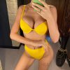 Solid Thong Halter Underwire Push Up Bathing Suit Bikini Set - Image 8