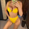 Solid Thong Halter Underwire Push Up Bathing Suit Bikini Set - Image 7