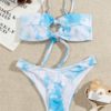 Tie Dye Hollow Out Beachwear Blue Tie Dye Push Up Bikini Women Swimsuit - Image 4