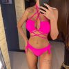 Trendy Around Bandage Halter Hollow Out Bathing Suit - Image 4