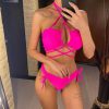 Trendy Around Bandage Halter Hollow Out Bathing Suit - Image 2