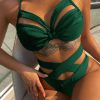 Trendy Cross Bandage High Waist Bandeau Bikini Set - Image 4