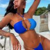 Trendy Metal Chains Halter Patchwork Bikini Set