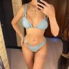Trendy Ring Push Up Thong Drawstring Bandage Bathing Suit - Image 2
