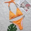 Trendy Solid Bandage Luxury Rhinestone Push Up Bikini Set - Image 12
