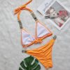 Trendy Solid Bandage Luxury Rhinestone Push Up Bikini Set - Image 13