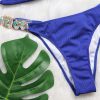 Trendy Solid Bandage Luxury Rhinestone Push Up Bikini Set - Image 8