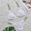 Trendy Solid Bandage Luxury Rhinestone Push Up Bikini Set - Image 23