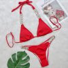 Trendy Solid Bandage Luxury Rhinestone Push Up Bikini Set - Image 19