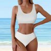 Trendy Solid High Waist Back Cross Bikini Sets Swimsuit - Image 4