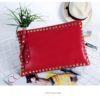 Fashion Women Clutch Handbag PU Leather Clutch Bag Rivets Brand Design Retro Lady Envelop Bag 32x22xcm
