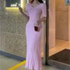 Female Women Dresses Long Vestido Maxi Party Vintage Beach Bodycon Prom Sexy Y2K Robe Knitted Slim