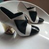 Pointed Toe Chunky Heels Women's Shoes Thick Heel Mixed Colors High -Heeled Pumps - Image 6