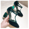 Retro Velvet Pumps Women Shoes Luxury 2023 Spring T-Strap Jewel Chunky High Heels Gem Rhinestone - Image 5