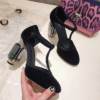 Retro Velvet Pumps Women Shoes Luxury 2023 Spring T-Strap Jewel Chunky High Heels Gem Rhinestone - Image 2