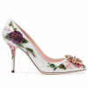 Rose Flower Print High Heels White Wedding Shoes for Women Luxury Rhinestone Stiletto Pumps