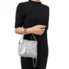 Silver Glitter Pu Leather Tassels Clutch Bag With Chain Trendy Luxury Bling Crossbody Shoulder Handbags And Purse Mini Bags