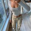 Casual Neck Knitted Stretch Value Skinny Crop T Shirt - Image 5