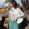 Casual Neck Knitted Stretch Value Skinny Crop T Shirt - Image 9