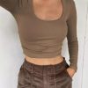 Casual Neck Knitted Stretch Value Skinny Crop T Shirt - Image 11