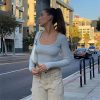 Casual Neck Knitted Stretch Value Skinny Crop T Shirt - Image 6