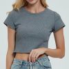 Casual Ribber O-Neck High Stretch Knit Crop Top - Image 12