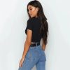 Casual Ribber O-Neck High Stretch Knit Crop Top - Image 2