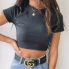 Casual Ribber O-Neck High Stretch Knit Crop Top - Image 3