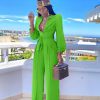 Casual Shirt Collar Polyester Two-Piece Suit Jumpsuits - Image 3
