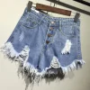 Casual fashion Cool High Waists Fur-Lined Leg-Openings Denim Booty Shorts - Image 2
