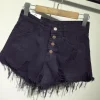 Casual fashion Cool High Waists Fur-Lined Leg-Openings Denim Booty Shorts - Image 3