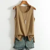 Cotton and Linen Camisole I-shaped Sleeveless Outerwear Loose Top - Image 2
