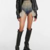 Denim Shorts Gradient Color Burr Edge Back Zipper Short Jeans - Image 3