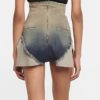 Denim Shorts Gradient Color Burr Edge Back Zipper Short Jeans - Image 4