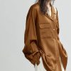 Elegant Satin Butterfly Button Office Loose Shirt - Image 7