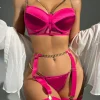 Metal Chain Garters Lingerie Three-Piece Set - Image 3
