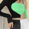 Patchwork E-girl Style Gothic Blocking Hip Hop Hollow Out Backless Top - Image 2