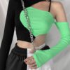 Patchwork E-girl Style Gothic Blocking Hip Hop Hollow Out Backless Top