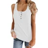 Pure Color Buttons Sleeveless Vest T-shirt - Image 2