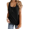 Pure Color Buttons Sleeveless Vest T-shirt - Image 4