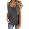 Pure Color Buttons Sleeveless Vest T-shirt - Image 5